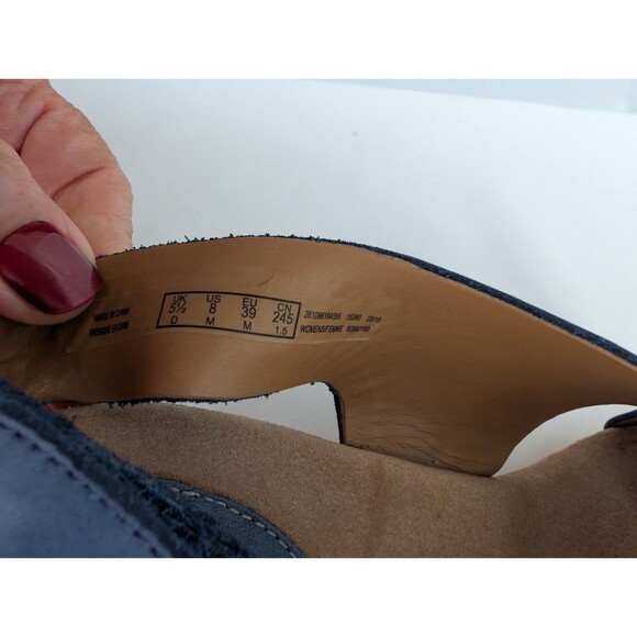 Clarks Caslyn Lizzie Women’s Wedge Sandals Blue Suede Size 8 Cork Heel - Picture 6 of 7